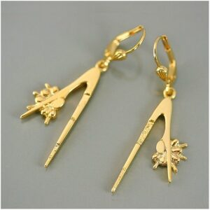 22 Kt Hallmark Real Solid Yellow Gold Acrobate Diver Dancer Dangle Long Drop Ear