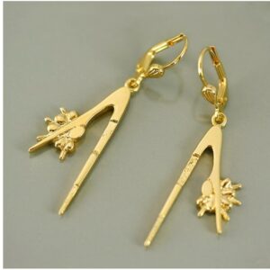 22 Kt Hallmark Real Solid Yellow Gold Acrobate Diver Dancer Dangle Long Drop Ear