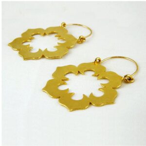 22 Kt Hallmark Real Solid Yellow Gold Flower Big Statement Dangle Drop Earrings