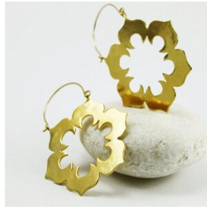 22 Kt Hallmark Real Solid Yellow Gold Flower Big Statement Dangle Drop Earrings