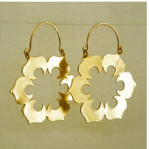 22 Kt Hallmark Real Solid Yellow Gold Flower Big Statement Dangle Drop Earrings