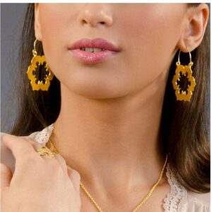 22 Kt Hallmark Real Solid Yellow Gold Flower Big Statement Dangle Drop Earrings