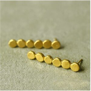 22 Kt Hallmark Real Solid Yellow Gold Long Circle Stick Dangle Drop Earrings