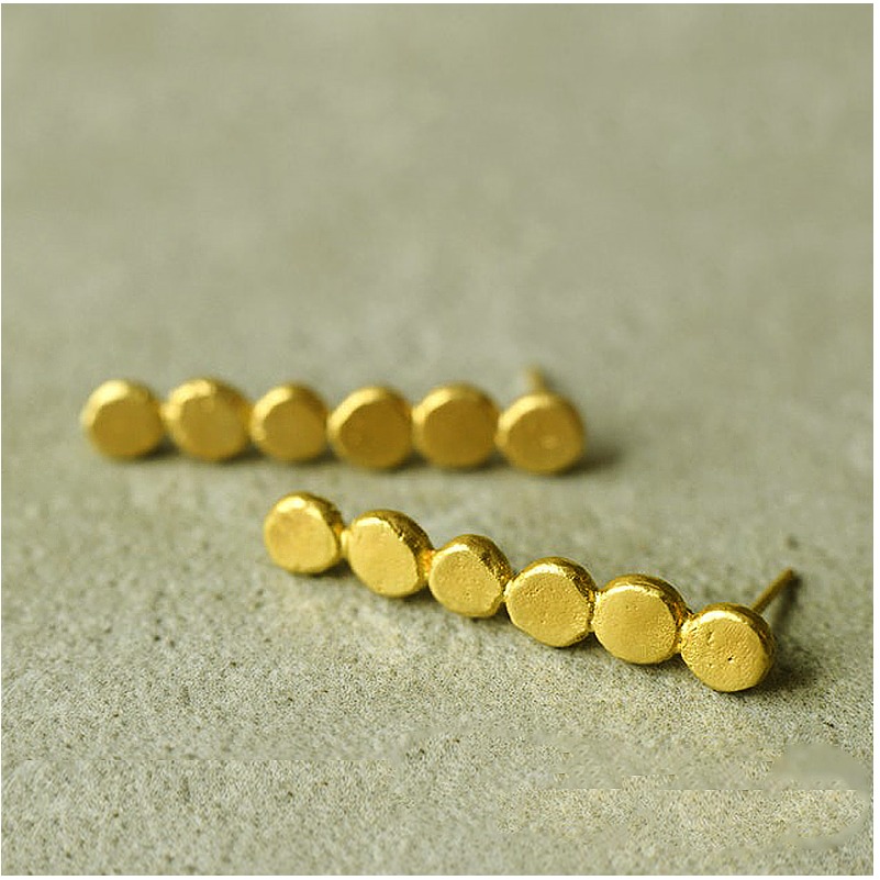 22 Kt Hallmark Real Solid Yellow Gold Long Circle Stick Dangle Drop Earrings - Image 5