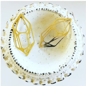 18 Kt Hallmark Real Solid Yellow Gold Geo Cage Spartan Dangle Drop Earrings