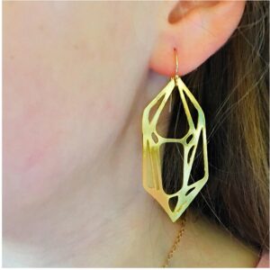 18 Kt Hallmark Real Solid Yellow Gold Geo Cage Spartan Dangle Drop Earrings