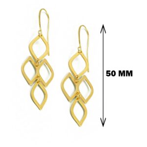 18 Kt Hallmark Real Solid Yellow Gold Wooland Goddess Hook Dangle Drop Earrings