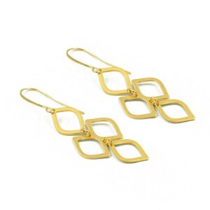18 Kt Hallmark Real Solid Yellow Gold Wooland Goddess Hook Dangle Drop Earrings