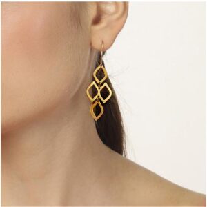 18 Kt Hallmark Real Solid Yellow Gold Wooland Goddess Hook Dangle Drop Earrings