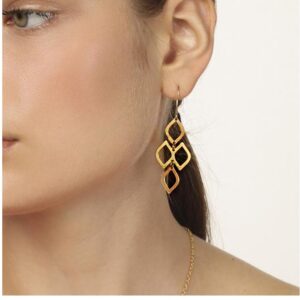 18 Kt Hallmark Real Solid Yellow Gold Wooland Goddess Hook Dangle Drop Earrings