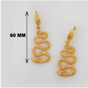 Fine Jewelry 18 Kt Hallmark Real Solid Yellow Gold Snake Dangle Drop Earrings