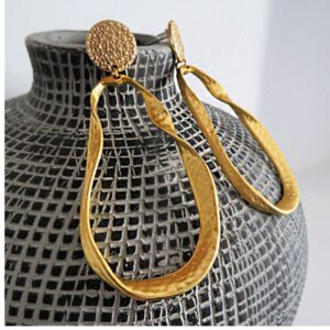 Fine Jewelry 18 Kt Hallmark Real Solid Yellow Gold Dangle Drop Hoop Earrings