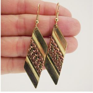 18 Kt Real Solid Yellow & Rose Gold Two Tone Vintage Dangle Drop Hook Earrings