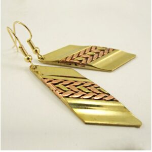 18 Kt Real Solid Yellow & Rose Gold Two Tone Vintage Dangle Drop Hook Earrings