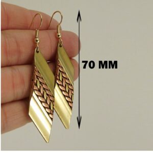 18 Kt Real Solid Yellow & Rose Gold Two Tone Vintage Dangle Drop Hook Earrings