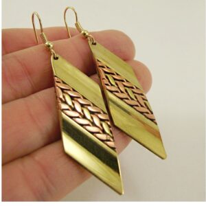 18 Kt Real Solid Yellow & Rose Gold Two Tone Vintage Dangle Drop Hook Earrings