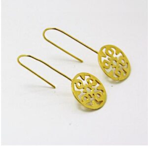 18 Kt Real Solid Yellow Gold Wedding Statement Vintage Dangle Drop Hook Earrings