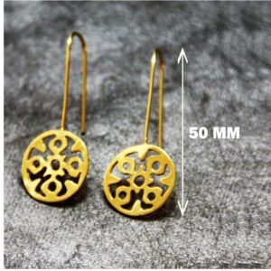 18 Kt Real Solid Yellow Gold Wedding Statement Vintage Dangle Drop Hook Earrings
