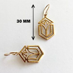 18 Kt Real Solid Yellow Gold Art Deco Frank Lloyd Wright Dangle Drop Earrings