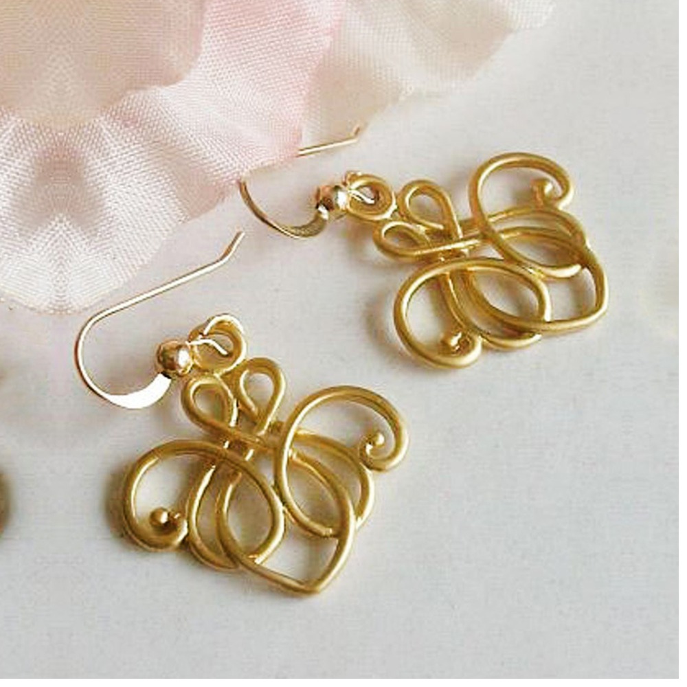 18 kt hallmark solid yellow gold chandelier dangle drop earrings - Image 4