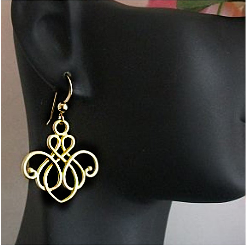 18 kt hallmark solid yellow gold chandelier dangle drop earrings