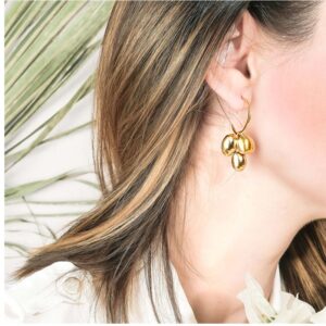 22 k hallmark yellow gold cluster versatile hoop dangle drop earrings