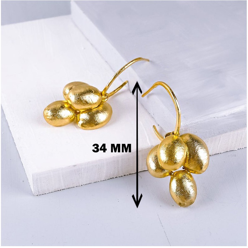 22 k hallmark yellow gold cluster versatile hoop dangle drop earrings - Image 2