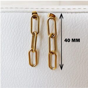 22 kt hallmark yellow gold chain link minimalist dangle drop earrings