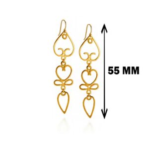 18 kt real solid yellow gold fringe long big dangle drop earrings