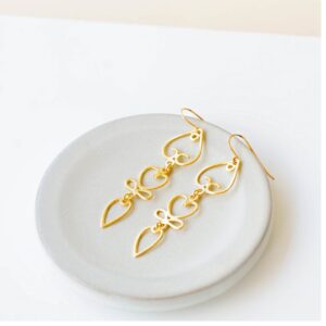 18 kt real solid yellow gold fringe long big dangle drop earrings
