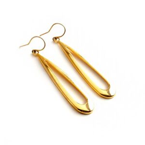 18 k hallmark real solid yellow gold long loop dangle drop earrings