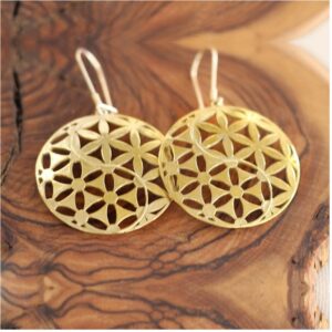 22 kt hallmark real solid yellow gold flower dangle drop earrings