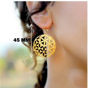 22 kt hallmark real solid yellow gold flower dangle drop earrings