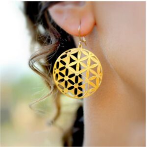 22 kt hallmark real solid yellow gold flower dangle drop earrings