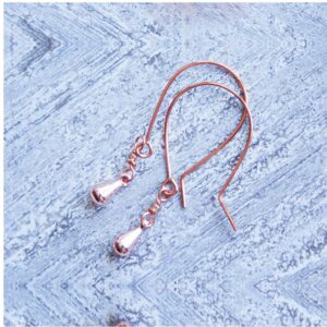 14 kt real solid rose gold minimalist dangle drop hook earrings