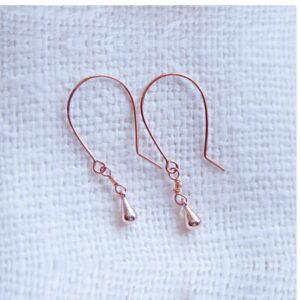 14 kt real solid rose gold minimalist dangle drop hook earrings