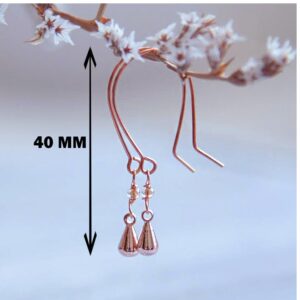 14 kt real solid rose gold minimalist dangle drop hook earrings