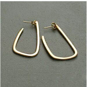 18 k hallmark real solid yellow gold long hoop dangle drop earrings