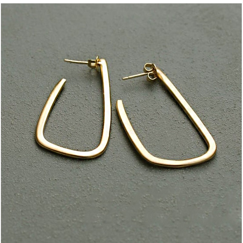 18 k hallmark real solid yellow gold long hoop dangle drop earrings - Image 5