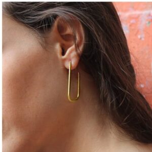 18 k hallmark real solid yellow gold long hoop dangle drop earrings