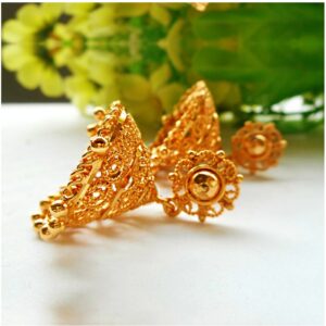 18 kt hallmark yellow gold indian jhumka women's dangle drop earrings