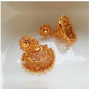 18 kt hallmark yellow gold indian jhumka women's dangle drop earrings