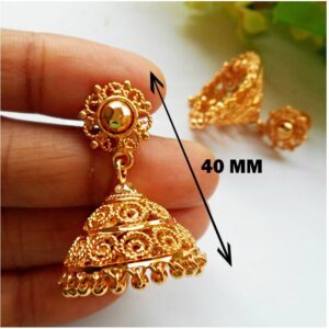 18 kt hallmark yellow gold indian jhumka women's dangle drop earrings