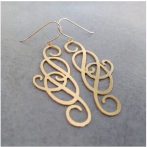 18 kt hallmark real solid yellow gold trendy dangle drop earrings