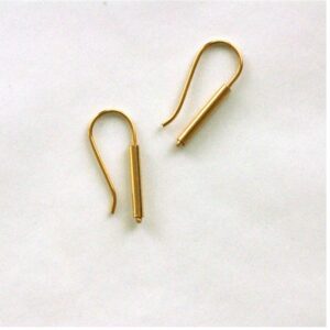 18 kt hallmark yellow gold bar threader minimal dangle drop earrings