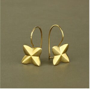 18 kt hallmark real solid yellow gold modern dangle drop earrings