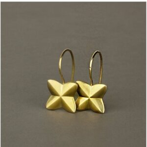18 kt hallmark real solid yellow gold modern dangle drop earrings