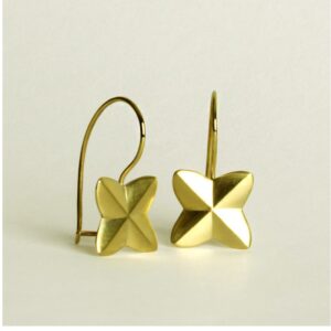 18 kt hallmark real solid yellow gold modern dangle drop earrings