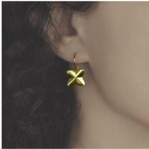 18 kt hallmark real solid yellow gold modern dangle drop earrings