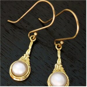 18 kt yellow gold victorian boho dangle drop women's earrings 8 grams